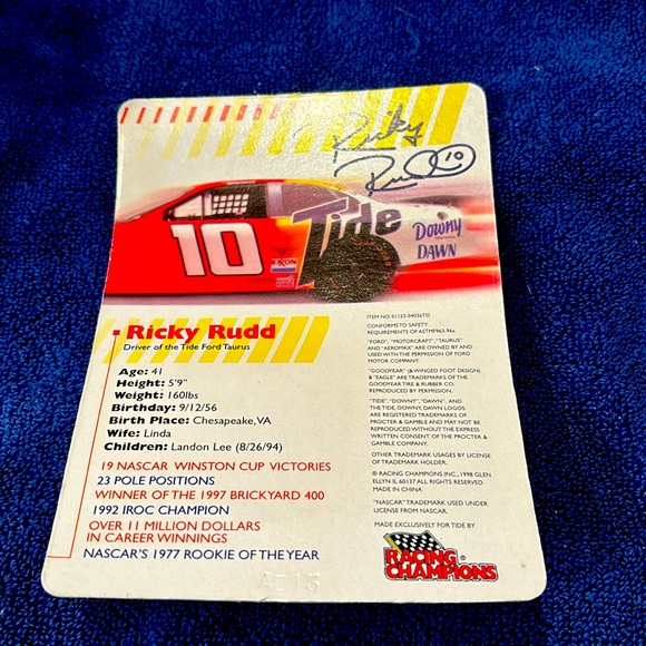 1998 Tide Racing Collector’s Edition card - Picture 2 of 2